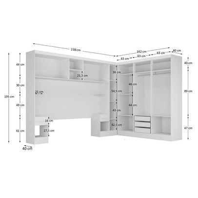 Guarda-Roupa Casal Modulado Soberano 11 Portas 5 Gavetas Branco - Panorama Móveis