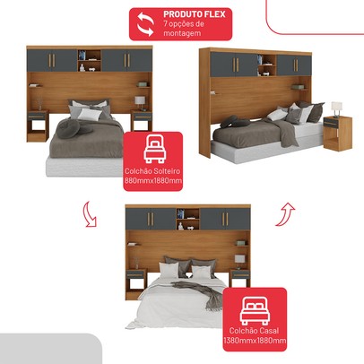 Guarda-Roupa Casal Modulado Soberano 11 Portas 5 Gavetas Cinamomo/Chumbo - Panorama Móveis