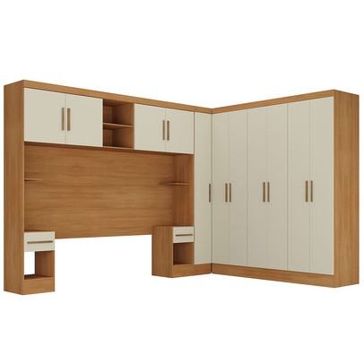 Guarda-Roupa Casal Modulado Soberano 11 Portas 5 Gavetas 100% Mdf Cinamomo/Off White - Panorama Móveis