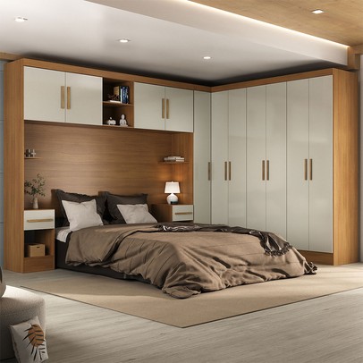 Guarda-Roupa Casal Modulado Soberano 11 Portas 5 Gavetas 100% Mdf Cinamomo/Off White - Panorama Móveis