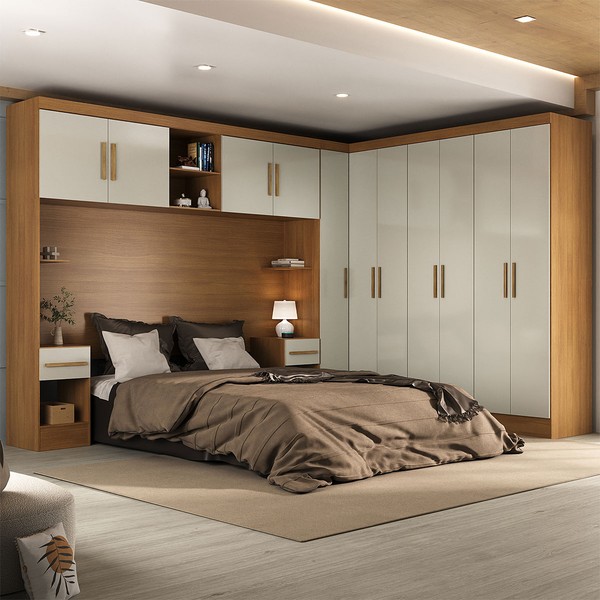 Guarda-Roupa Casal Modulado Soberano 11 Portas 5 Gavetas Cinamomo/Off White - Panorama Móveis