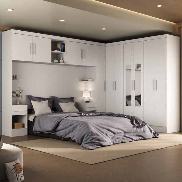 Guarda-Roupa Modulado Soberano 11 Portas 5 Gavetas com Espelho Branco - Panorama Móveis
