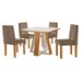 Mesa de Jantar 4 Lugares Tóquio com Vidro Castanho/Cinamomo/Suede Capuccino 17010 - Lj Móveis