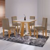 Mesa de Jantar 4 Lugares Tóquio com Vidro Castanho/Cinamomo/Suede Capuccino 17010 - Lj Móveis