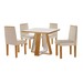 Mesa de Jantar 4 Lugares Tóquio com Vidro Castanho/Cinamomo/Suede Creme 17010 - Lj Móveis