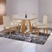 Mesa de Jantar 4 Lugares Tóquio com Vidro Castanho/Cinamomo/Suede Creme 17010 - Lj Móveis