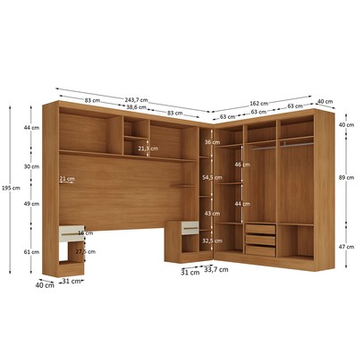 Guarda-Roupa Modulado Soberano 11 Portas 5 Gavetas com Espelho Cinamomo/Off White - Panorama Móveis