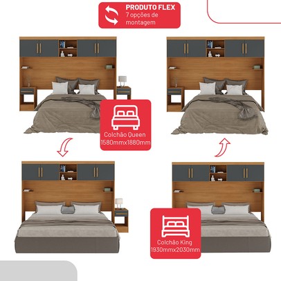 Guarda-Roupa Modulado Soberano 11 Portas 8 Gavetas 100% Mdf Cinamomo/Chumbo - Panorama Móveis