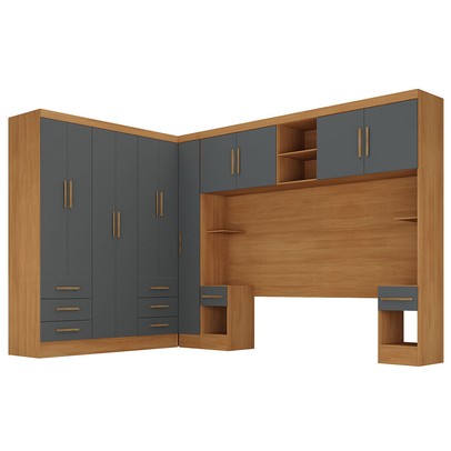 Guarda-Roupa Modulado Soberano 11 Portas 8 Gavetas Cinamomo/Chumbo - Panorama Móveis