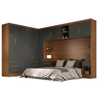 Guarda-Roupa Modulado Soberano 11 Portas 8 Gavetas Cinamomo/Chumbo - Panorama Móveis