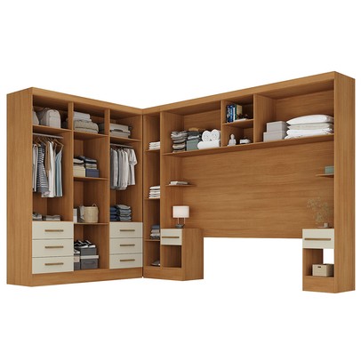 Guarda-Roupa Modulado Soberano 11 Portas 8 Gavetas Cinamomo/Off White - Panorama Móveis