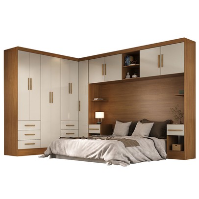 Guarda-Roupa Modulado Soberano 11 Portas 8 Gavetas Cinamomo/Off White - Panorama Móveis