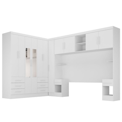 Guarda-Roupa Modulado Soberano 11 Portas 8 Gavetas com Espelho 100% Mdf Branco - Panorama Móveis
