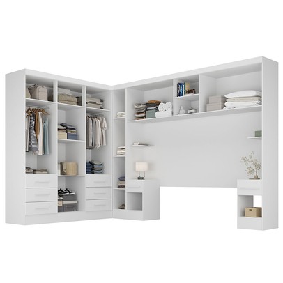 Guarda-Roupa Modulado Soberano 11 Portas 8 Gavetas com Espelho 100% Mdf Branco - Panorama Móveis