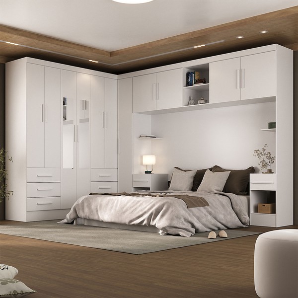 Guarda-Roupa Modulado Soberano 11 Portas 8 Gavetas com Espelho Branco - Panorama Móveis