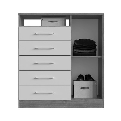 Cômoda Rubi 1 Porta 5 Gavetas Freijó/Cinza - Irm Móveis