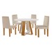 Mesa de Jantar 4 Lugares Tóquio com Vidro Castanho/Cinamomo/Suede Creme 17011 - Lj Móveis