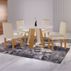 Mesa de Jantar 4 Lugares Tóquio com Vidro Castanho/Cinamomo/Suede Creme 17011 - Lj Móveis
