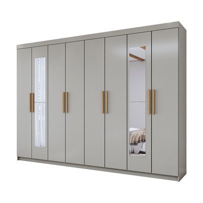 Guarda-Roupa Casal Aurora Radiante 8 Portas 4 Gavetas com Espelho Taupé - Panorama Móveis