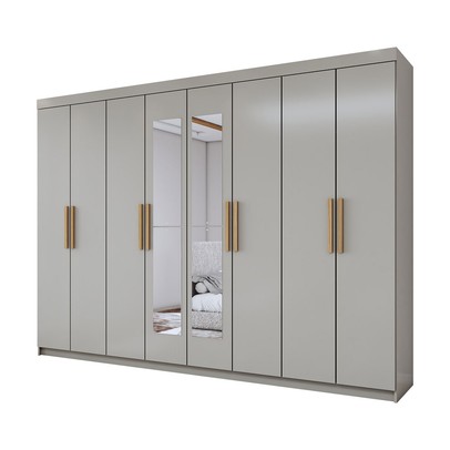 Guarda-Roupa Casal Aurora Radiante 8 Portas 4 Gavetas com Espelho Taupé - Panorama Móveis