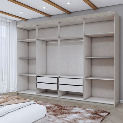 Guarda-Roupa Casal Aurora Radiante 8 Portas 4 Gavetas com Espelho Taupé - Panorama Móveis