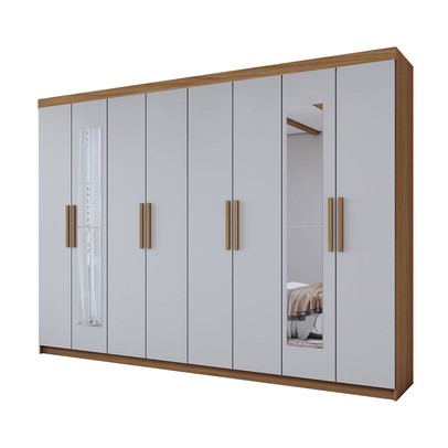 Guarda-Roupa Casal Aurora Radiante 8 Portas 4 Gavetas com Espelho Marrocos/Off White - Panorama Móveis