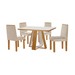 Mesa de Jantar 4 Lugares Tóquio com Vidro Castanho/Cinamomo/Suede Creme - Lj Móveis