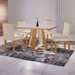 Mesa de Jantar 4 Lugares Tóquio com Vidro Castanho/Cinamomo/Suede Creme - Lj Móveis