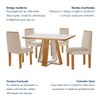 Mesa de Jantar 4 Lugares Tóquio com Vidro Castanho/Cinamomo/Suede Creme - Lj Móveis
