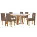 Mesa de Jantar 6 Lugares Tóquio com Vidro Castanho/Cinamomo/Suede Capuccino - Lj Móveis