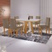 Mesa de Jantar 6 Lugares Tóquio com Vidro Castanho/Cinamomo/Suede Capuccino - Lj Móveis