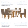 Mesa de Jantar 6 Lugares Tóquio com Vidro Castanho/Cinamomo/Suede Capuccino - Lj Móveis