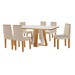 Mesa de Jantar 6 Lugares Tóquio com Vidro Castanho/Cinamomo/Suede Creme - Lj Móveis