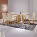 Mesa de Jantar 6 Lugares Tóquio com Vidro Castanho/Cinamomo/Suede Creme - Lj Móveis