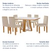 Mesa de Jantar 6 Lugares Tóquio com Vidro Castanho/Cinamomo/Suede Creme - Lj Móveis