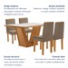 Mesa de Jantar 4 Lugares França com Vidro Castanho/Cinamomo/Suede Capuccino - Lj Móveis