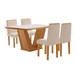 Mesa de Jantar 4 Lugares França com Vidro Castanho/Cinamomo/Suede Creme - Lj Móveis