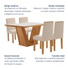 Mesa de Jantar 4 Lugares França com Vidro Castanho/Cinamomo/Suede Creme - Lj Móveis