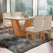 Mesa de Jantar 4 Lugares França com Vidro Castanho/Cinamomo/Suede Creme - Lj Móveis