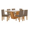 Mesa de Jantar 6 Lugares França com Vidro Castanho/Cinamomo/Suede Capuccino - Lj Móveis
