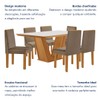 Mesa de Jantar 6 Lugares França com Vidro Castanho/Cinamomo/Suede Capuccino - Lj Móveis
