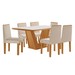Mesa de Jantar 6 Lugares França com Vidro Castanho/Cinamomo/Suede Creme - Lj Móveis