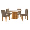 Mesa de Jantar 4 Lugares Austrália com Vidro Castanho/Cinamomo/Suede Capuccino 17016 - Lj Móveis