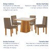 Mesa de Jantar 4 Lugares Austrália com Vidro Castanho/Cinamomo/Suede Capuccino 17016 - Lj Móveis