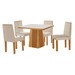 Mesa de Jantar 4 Lugares Austrália com Vidro Castanho/Cinamomo/Suede Creme 17016 - Lj Móveis