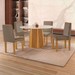 Mesa de Jantar 4 Lugares Austrália com Vidro Castanho/Cinamomo/Suede Capuccino 17017 - Lj Móveis