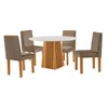 Mesa de Jantar 4 Lugares Austrália com Vidro Castanho/Cinamomo/Suede Capuccino 17017 - Lj Móveis