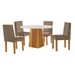 Mesa de Jantar 4 Lugares Austrália com Vidro Castanho/Cinamomo/Suede Capuccino 17017 - Lj Móveis