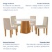 Mesa de Jantar 4 Lugares Austrália com Vidro Castanho/Cinamomo/Suede Creme 17017 - Lj Móveis