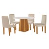 Mesa de Jantar 4 Lugares Austrália com Vidro Castanho/Cinamomo/Suede Creme 17017 - Lj Móveis